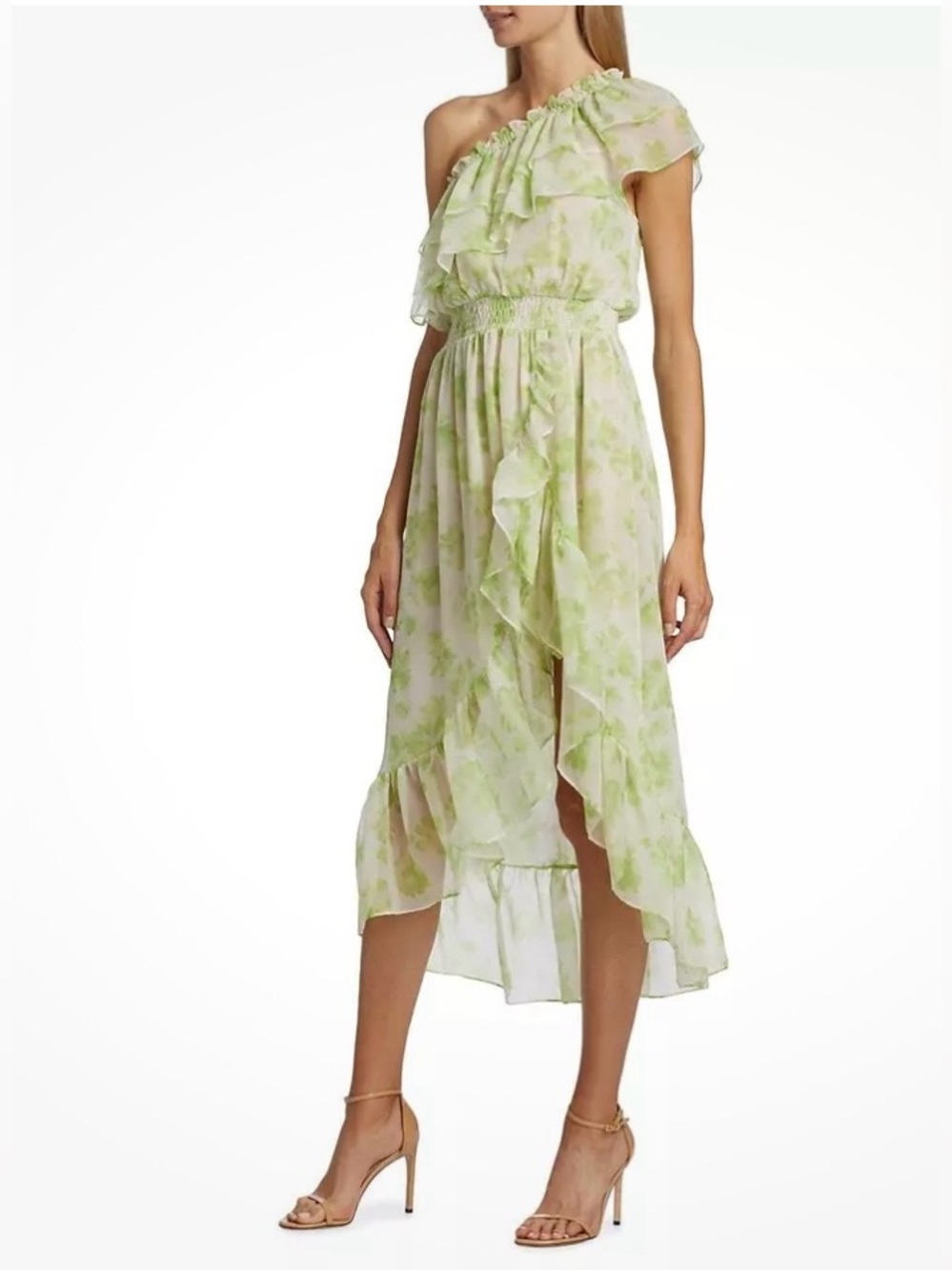NWT | MISA Los Angeles Rumi Blossom printed Chiffon One shoulder| Size M